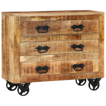 Skænk med 3 skuffer 80x30x65 cm Massivt Groft Mangotræ