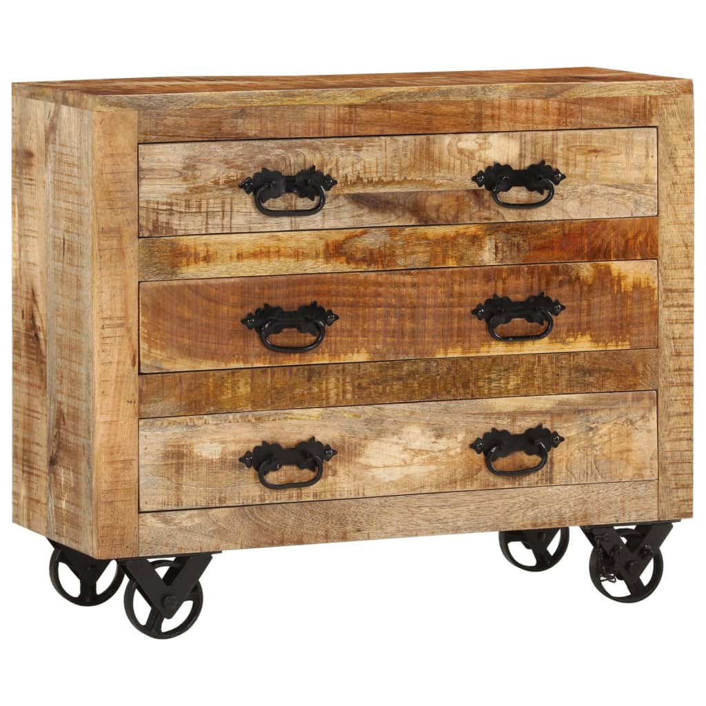 Skænk med 3 skuffer 80x30x65 cm Massivt Groft Mangotræ