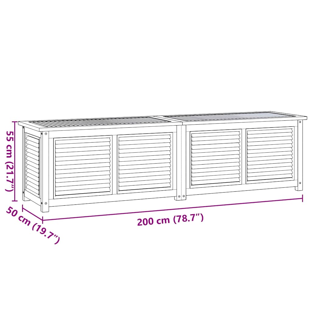 Gartenbox mit Beutel 200x50x55 cm Massivholz Teak