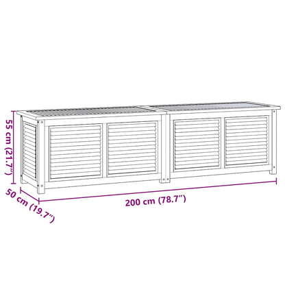Gartenbox mit Beutel 200x50x55 cm Massivholz Teak