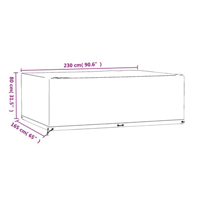 Gartenmöbel-Abdeckung 12 Ösen 230x165x80 cm Rechteckig