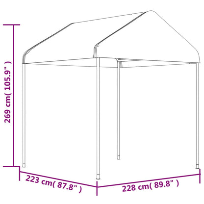 Pavillon mit Dach Weiß 4,46x2,28x2,69 m Polyethylen