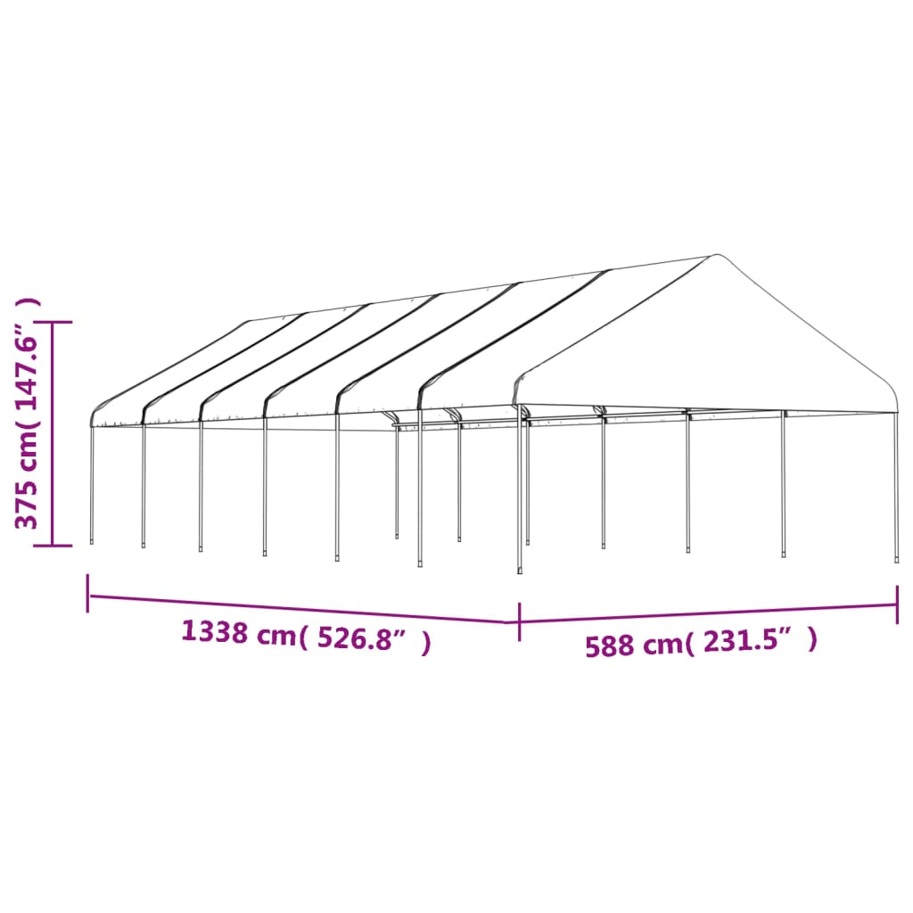 Pavillon mit Dach Weiß 13,38x5,88x3,75 m Polyethylen