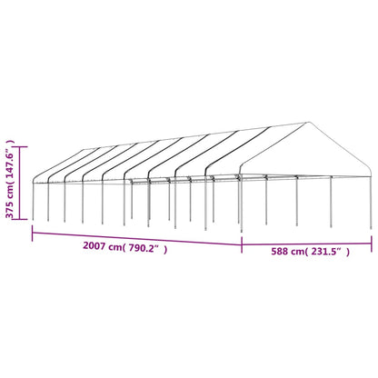 Pavillon mit Dach Weiß 20,07x5,88x3,75 m Polyethylen
