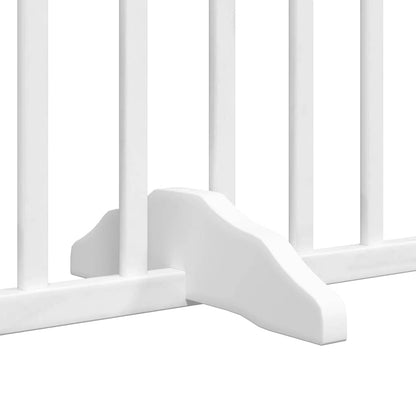 6-tlg. Hundetor mit Tür Faltbar Weiß 480 cm Pappelholz