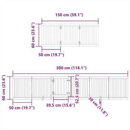 9-tlg. Hundetor mit Tür Faltbar Braun 450 cm Pappelholz