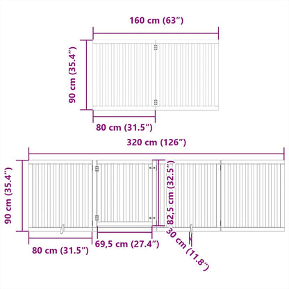 6-tlg. Hundetor mit Tür Faltbar 480 cm Pappelholz