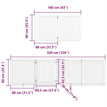 10-tlg. Hundetor mit Tür Faltbar Weiß 800 cm Pappelholz