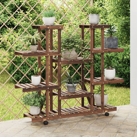 Blumenständer mit Rollen 110x25x115 cm Massivholz Tanne