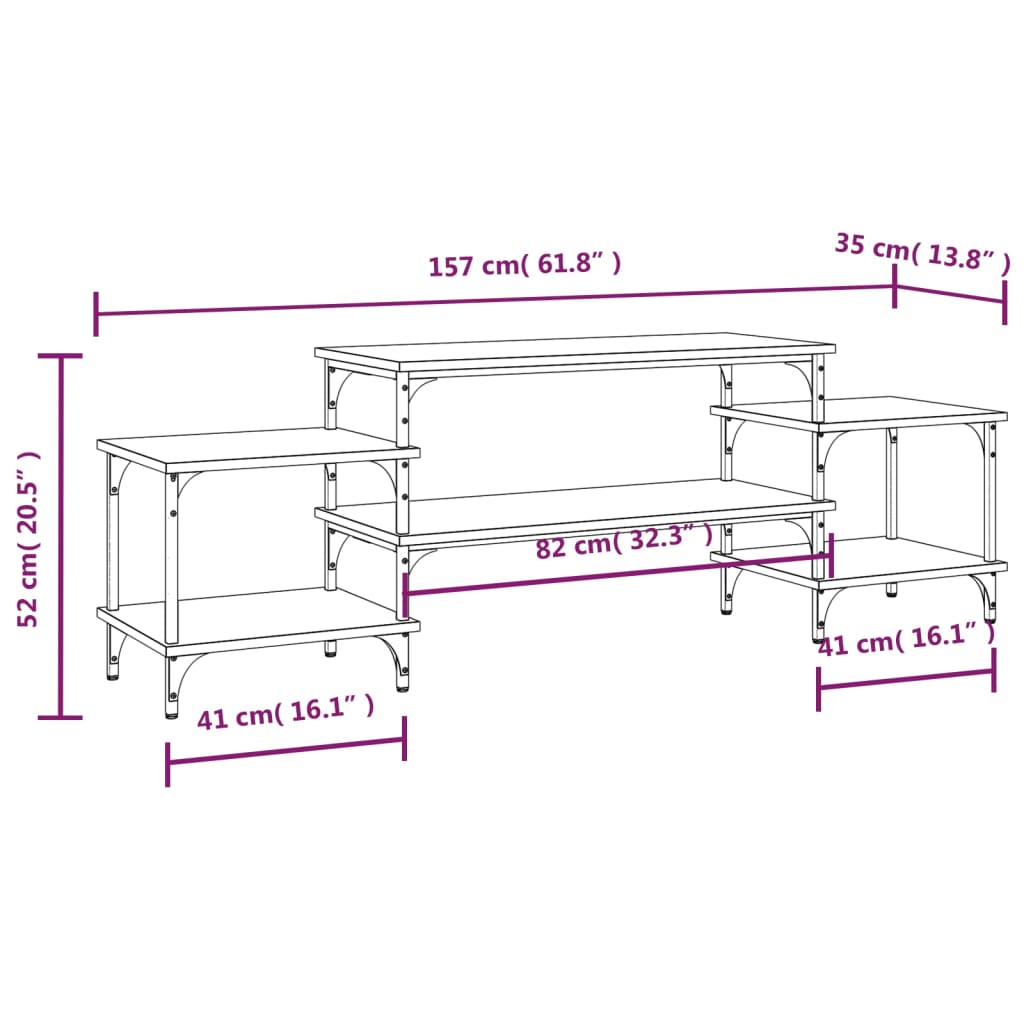 TV-skab Sort 157x35x52 cm Træ Materiale