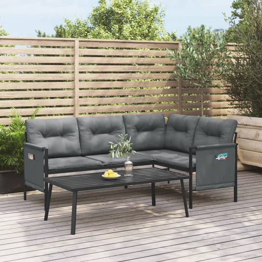 Garten-Ecksofa Anthrazit Stahl und Textilene