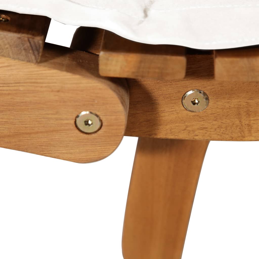 Sonnenliege mit Creme Kissen Massivholz Akazie