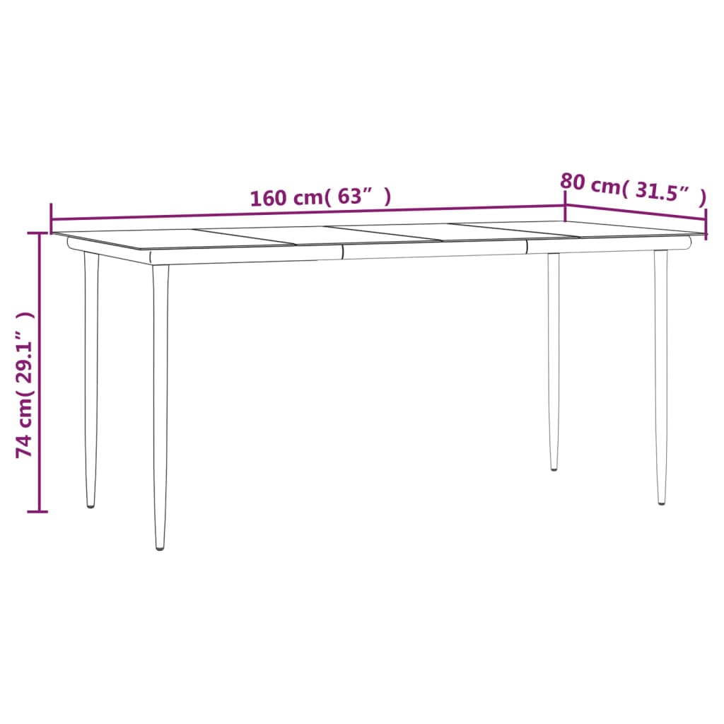7-tlg. Garten-Essgruppe Schwarz und Braun Poly Rattan