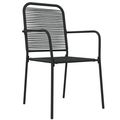 5-tlg. Garten-Essgruppe Schwarz Baumwollseil und Stahl