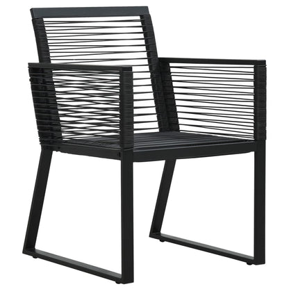 7-tlg. Garten-Essgruppe Schwarz PVC-Rattan