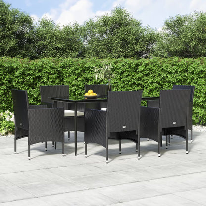 7-tlg. Garten-Essgruppe mit Kissen Schwarz
