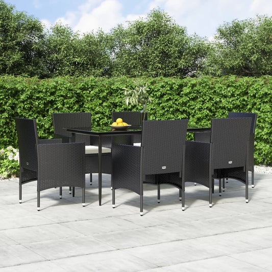 7-tlg. Garten-Essgruppe mit Kissen Schwarz