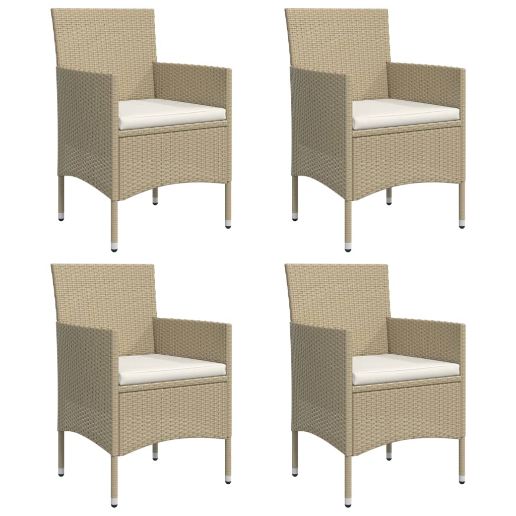 5-tlg. Garten-Essgruppe mit Kissen Beige und Schwarz