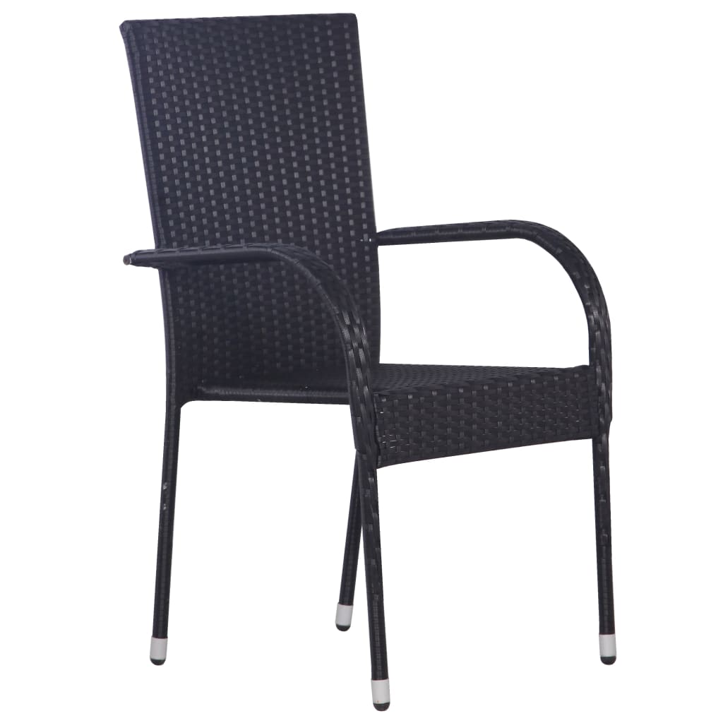 7-tlg. Garten-Essgruppe Schwarz Poly Rattan