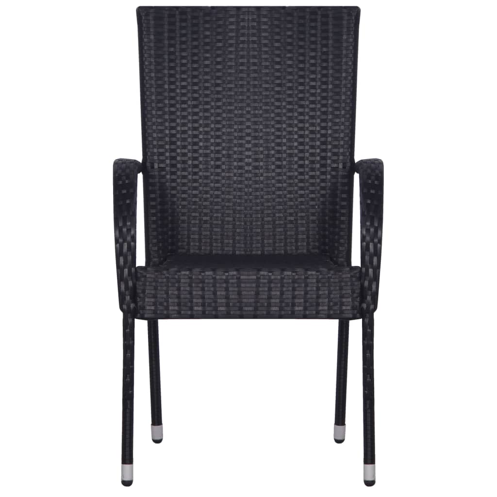 7-tlg. Garten-Essgruppe Schwarz Poly Rattan