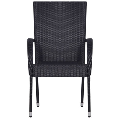 7-tlg. Garten-Essgruppe Schwarz Poly Rattan