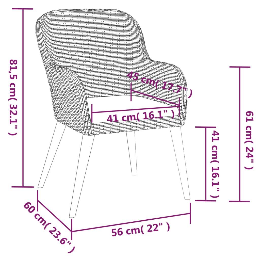 5-tlg. Garten-Essgruppe mit Kissen Schwarz