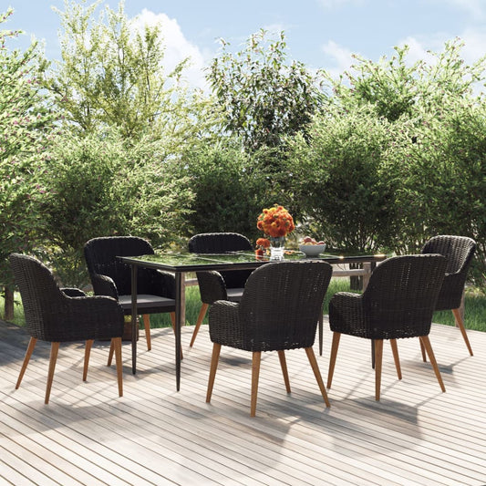 7-tlg. Garten-Essgruppe mit Kissen Schwarz