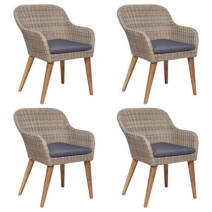 5-tlg. Garten-Essgruppe mit Kissen Braun