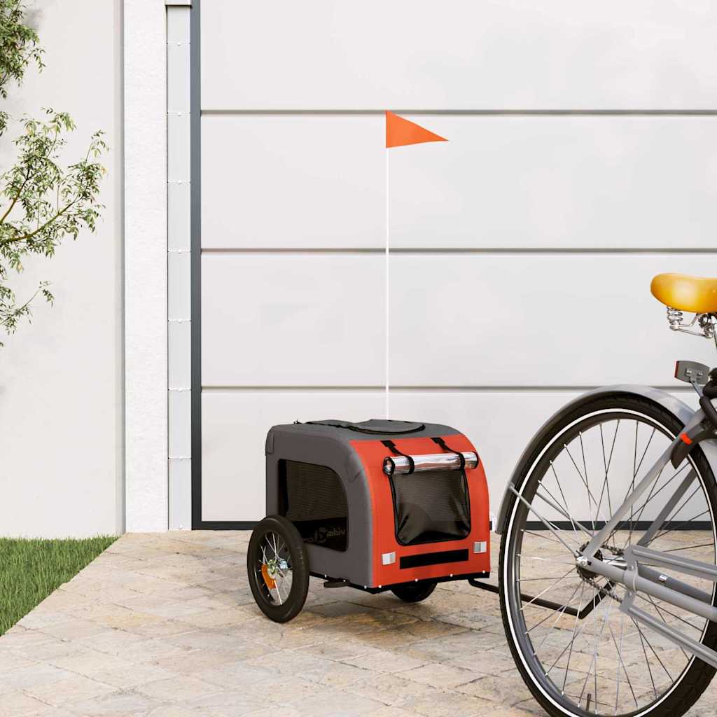 Fahrradanhänger für Haustiere Orange und Grau 124 x 53 x 53 cm