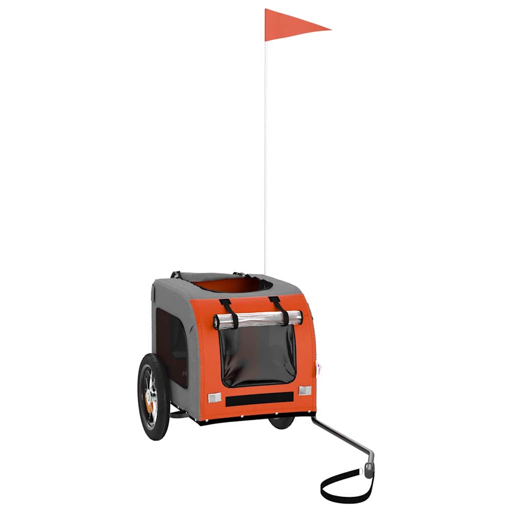 Fahrradanhänger für Haustiere Orange und Grau 124 x 53 x 53 cm