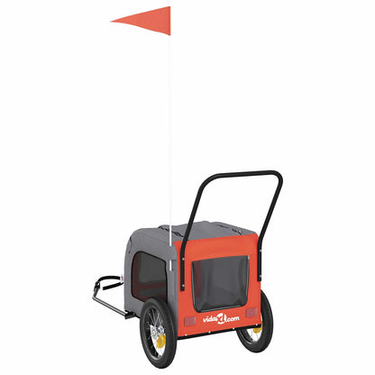 Fahrradanhänger für Haustiere mit Speicher Orange und Grau