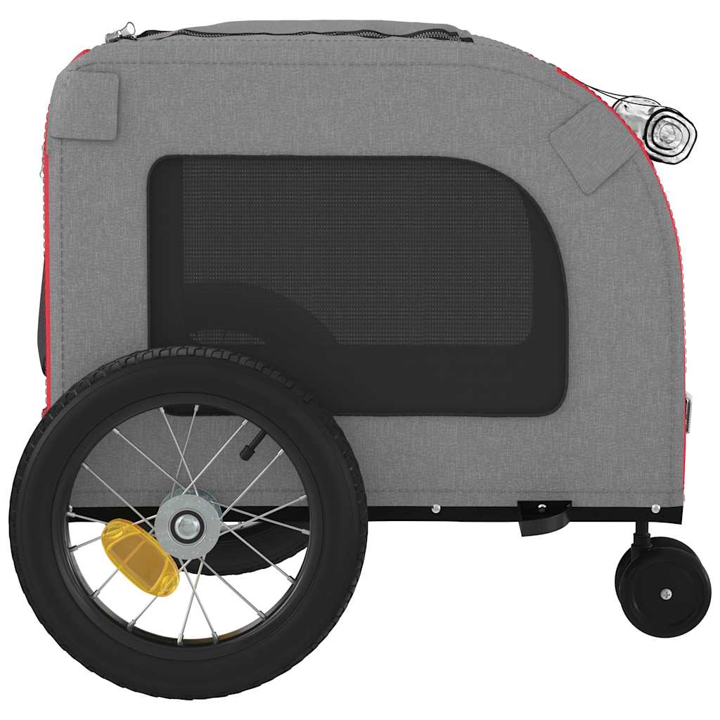 Fahrradanhänger für Haustiere Rot und Grau 124.5 x 63.5 x 53 cm