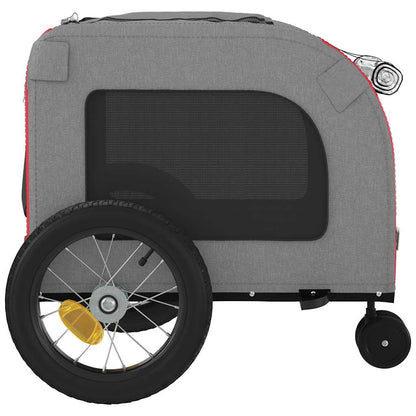 Fahrradanhänger für Haustiere Rot und Grau 124.5 x 63.5 x 53 cm