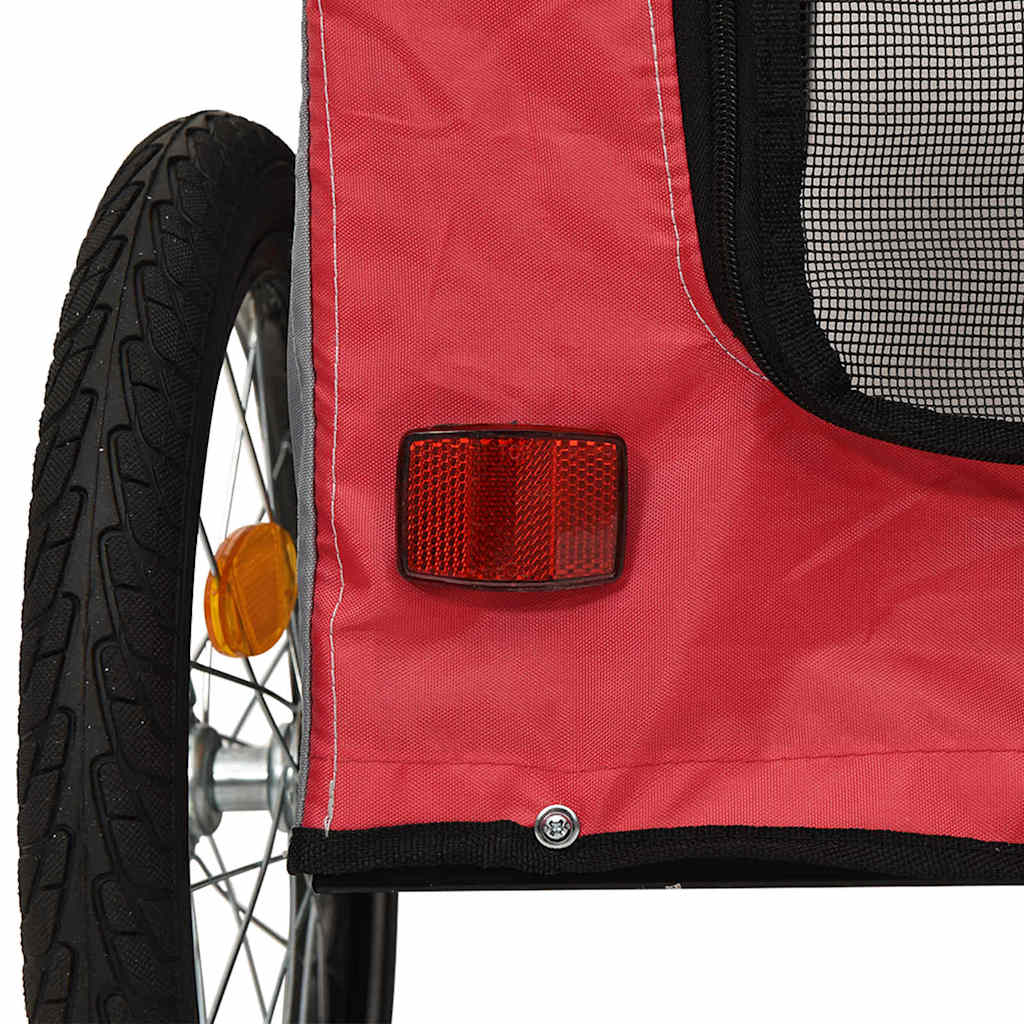 Fahrradanhänger für Haustiere Rot und Grau 124.5 x 63.5 x 53 cm