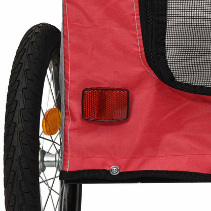 Fahrradanhänger für Haustiere Rot und Grau 124.5 x 63.5 x 53 cm