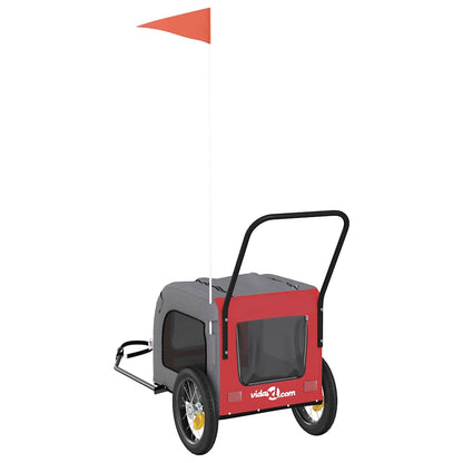 Fahrradanhänger für Haustiere Rot und Grau 124.5 x 63.5 x 53 cm