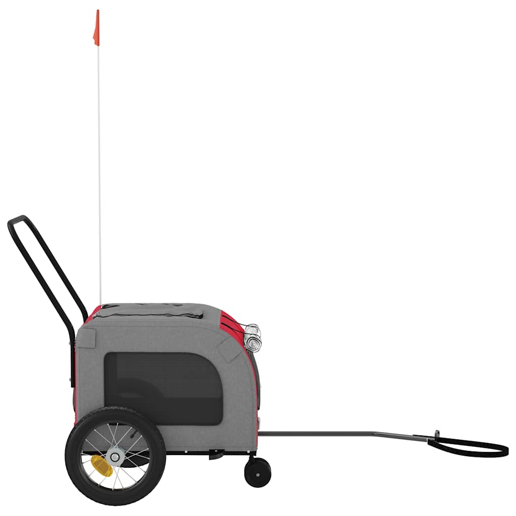 Fahrradanhänger für Haustiere Rot und Grau 124.5 x 63.5 x 53 cm