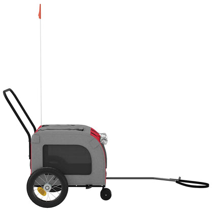 Fahrradanhänger für Haustiere Rot und Grau 124.5 x 63.5 x 53 cm