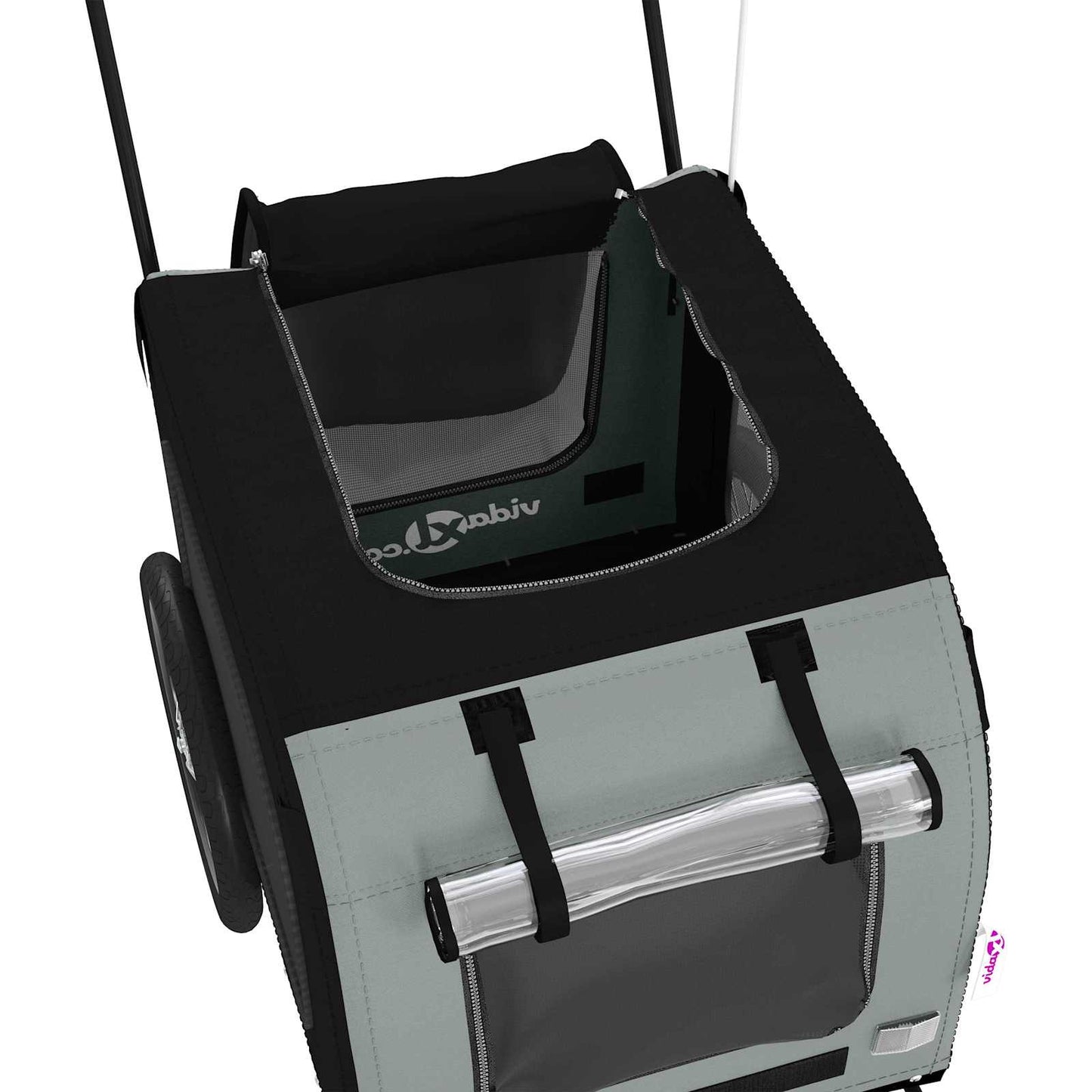 Fahrradanhänger für Haustiere mit Speicher Grau und Schwarz