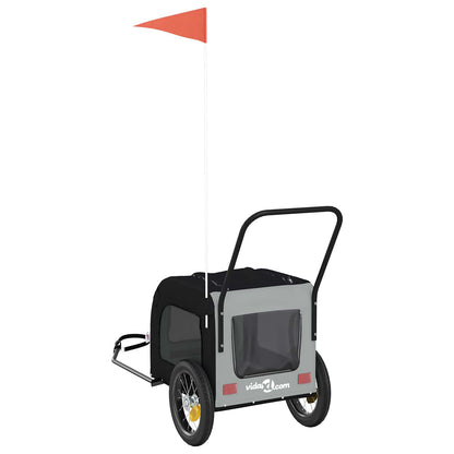 Fahrradanhänger für Haustiere mit Speicher Grau und Schwarz