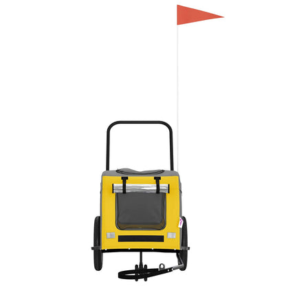 Fahrradanhänger für Haustiere Gelb und Grau 54.5 x 120 x 161 cm