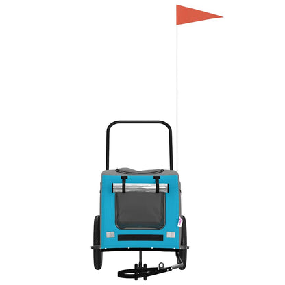 Fahrradanhänger für Haustiere mit Speicher Blau und Grau