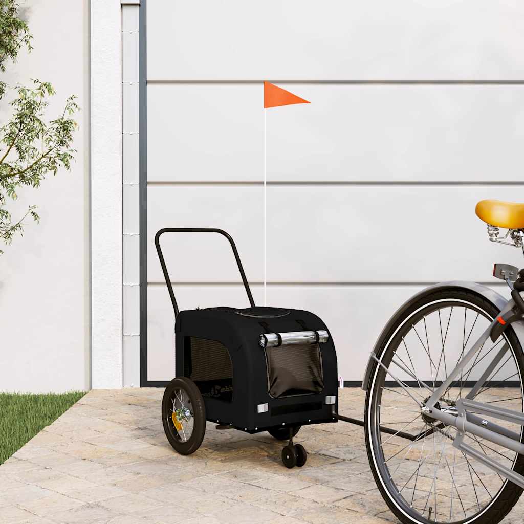 Fahrradanhänger für Haustiere Schwarz 124.5 x 63.5 x 53 cm