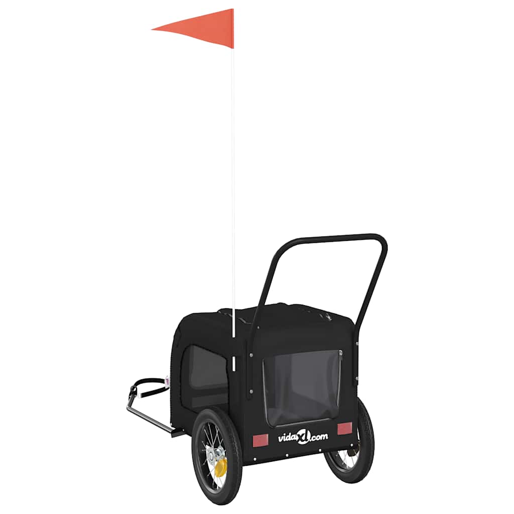 Fahrradanhänger für Haustiere Schwarz 124.5 x 63.5 x 53 cm