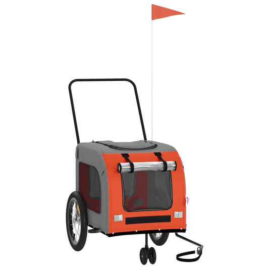 Cykeltrailer Hunde Orange og Grå Oxford Stof og Jern
