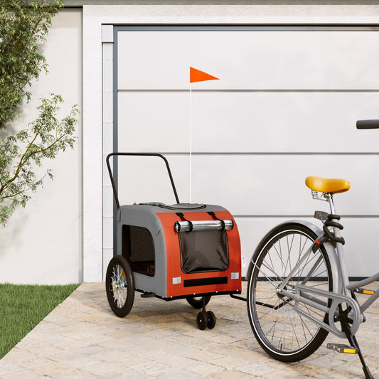 Cykeltrailer Hunde Orange og Grå Oxford Stof og Jern