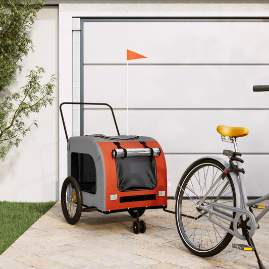 Cykeltrailer Hunde Orange og Grå Oxford Stof og Jern