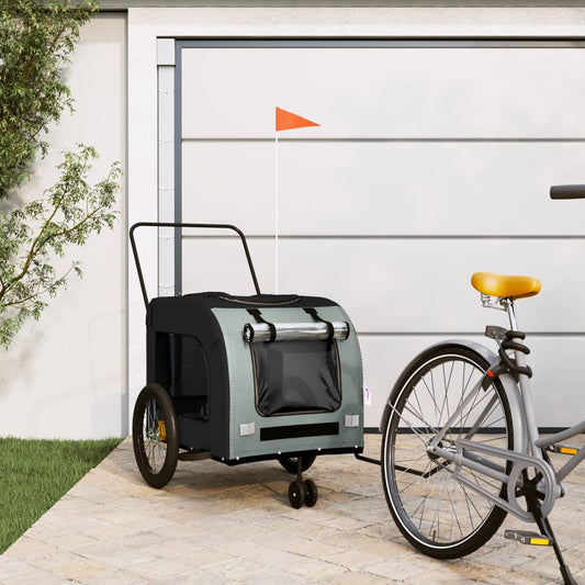 Cykeltrailer Hunde Sort og Grå Oxford Stof og Jern
