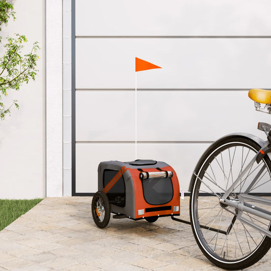 Cykeltrailer Hunde Orange og Grå Oxford Stof og Jern