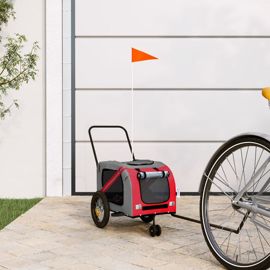 Cykeltrailer Hunde Rød og Sort Oxford Stof &amp; Jern